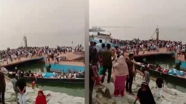 ফেরিতে ওঠার সময় যাত্রীবাহী বাস উল্টে নদীতে, নিখোঁজ ৪৫