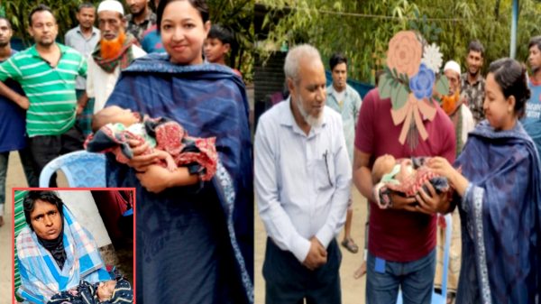 কিশোরগঞ্জ মানবিকতায় অনন্য দৃষ্টান্ত: নিঃসন্তান দম্পতির কোলে তুলে দেওয়া হলো নবজাতক